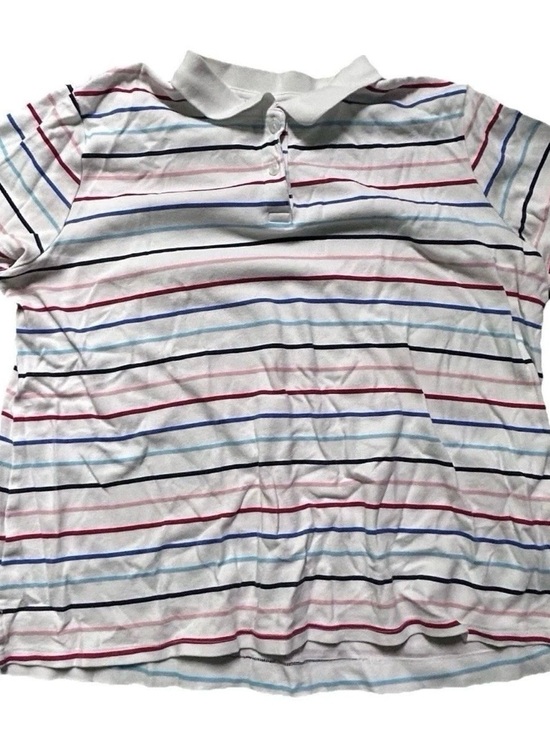 croft & barrow Tops - Women’s Croft & Barrow The Classic Polo Striped Short Sleeve Shirt Size XL